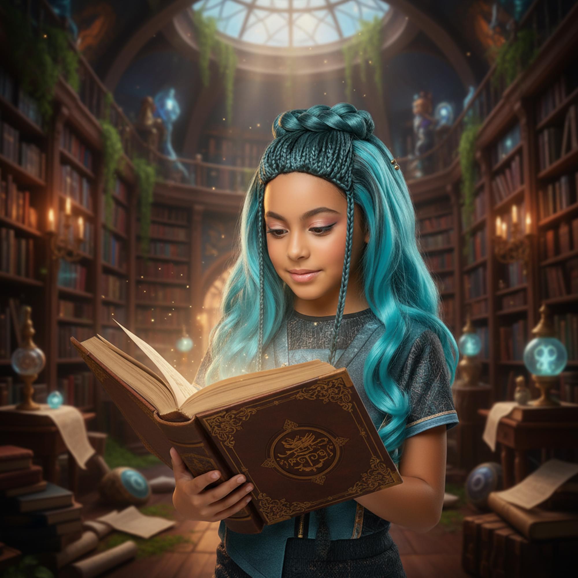 Alt View 3. Smiffys - Disney Descendants Uma Wig Ombre Costume Accessory - Blue.