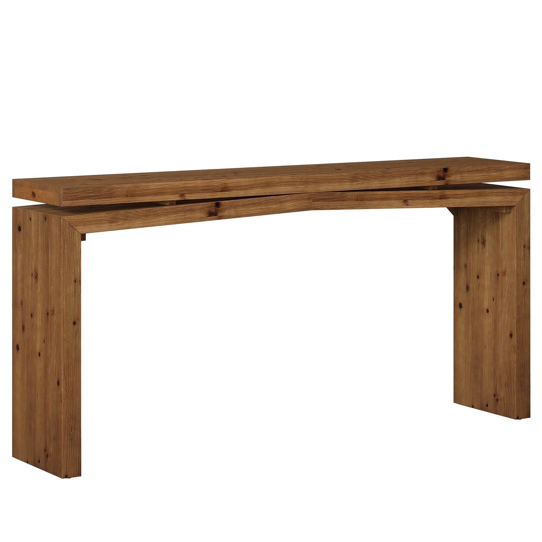 Alt View 4. Tribesigns - Farmhouse Solid Wood Console Table with Space-Saving Design and Rectangular Top for Entryway and Hallway - Brown.