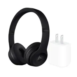 Beats - Solo 3 Wireless On-Ear Headphones + Power Adapter - Black