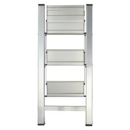 AmeriHome - Ultra Slim Aluminum Three Step Folding Utility Step Ladder - Silver