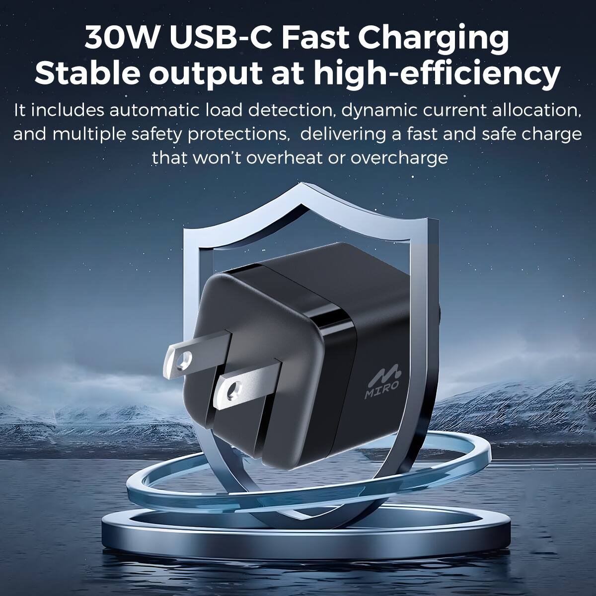 30W USB-C Fast Charging Stable output at high-efficiency
It includes automatic load detection, dynamic current allocation, and multiple safety protections, delivering a fast and safe charge that won't overheat or overcharge
MIRO M