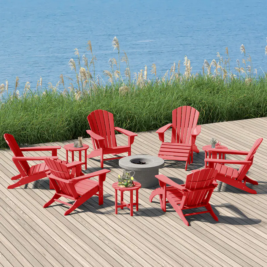 Table Number Red WestinTrends Dylan 12 Piece Outdoor Adirondack Chair With Ottoman And ...