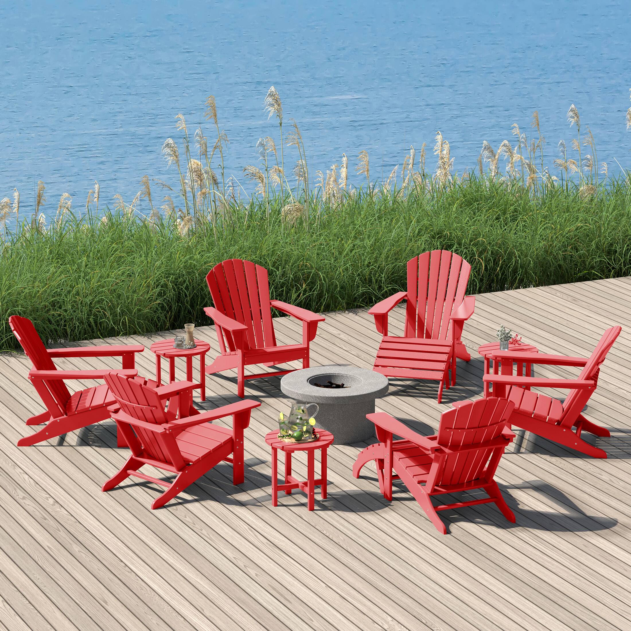 WestinTrends Dylan 12 Piece Outdoor Adirondack Chair With Ottoman And ...