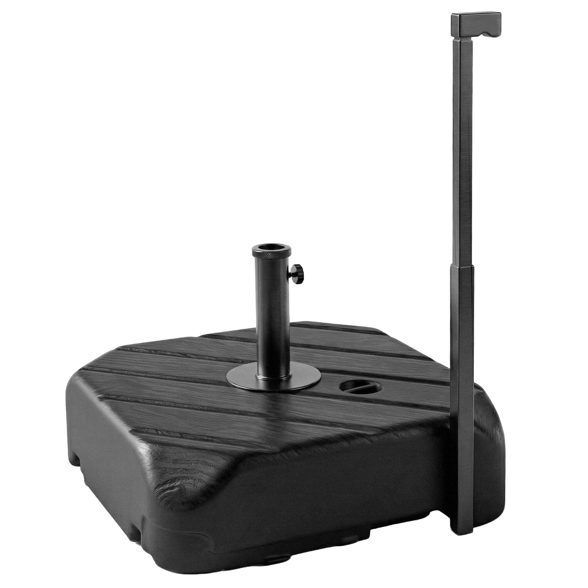 Outsunny - Umbrella Base with Wheels, Telescopic Handle - Black