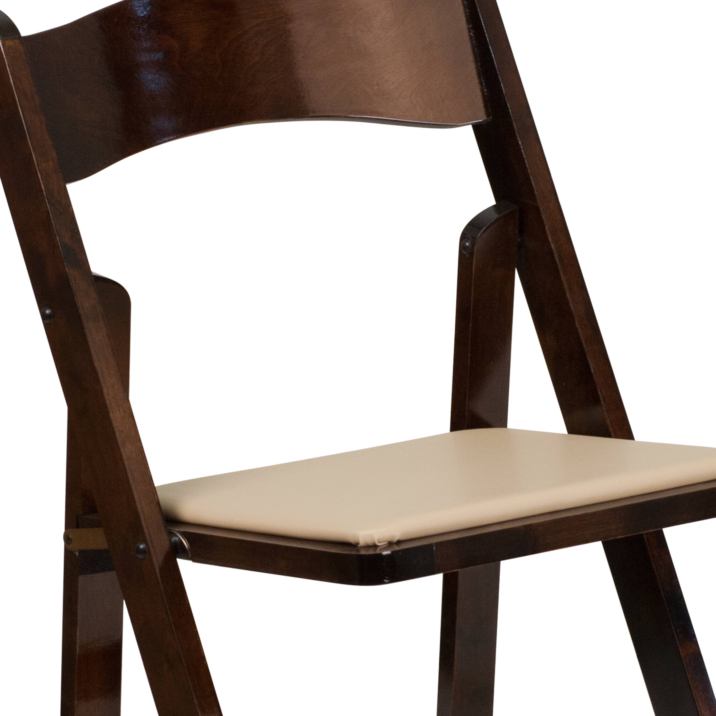 Alt View 9. Emma + Oliver - 2 Pack Wedding Party Event Wood Folding Chair with Vinyl Padded Seat - Fruitwood.