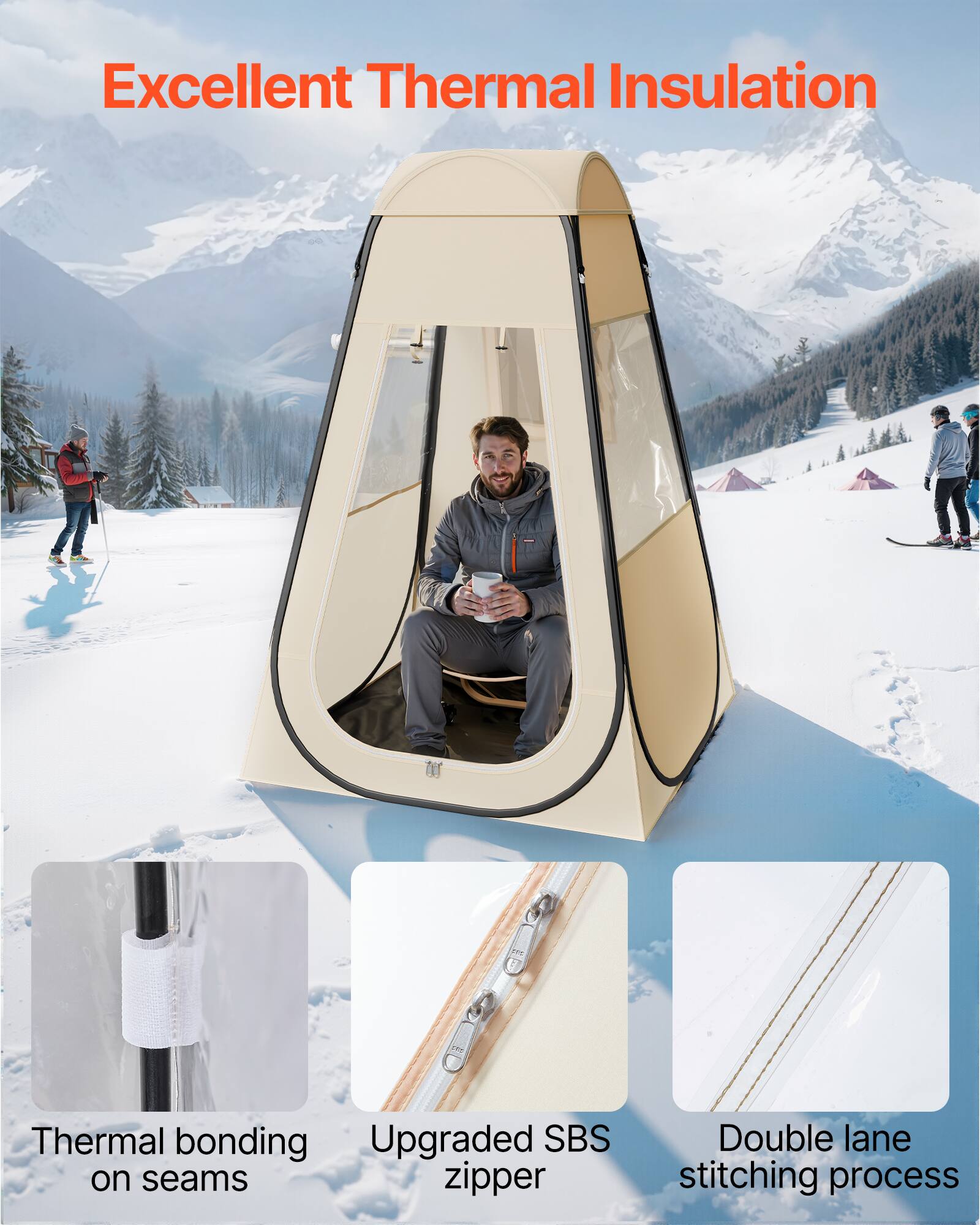 Excellent Thermal Insulation

- Thermal bonding on seams
- Upgraded SBS zipper
- Double lane stitching process