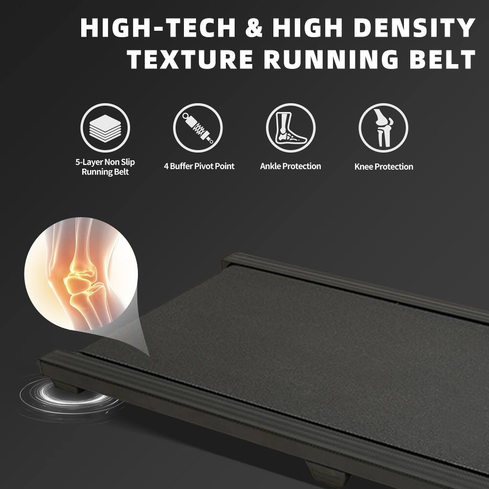 HIGH-TECH & HIGH DENSITY TEXTURE RUNNING BELT

- 5-Layer Non Slip Running Belt
- 4 Buffer Pivot Point
- Ankle Protection
- Knee Protection