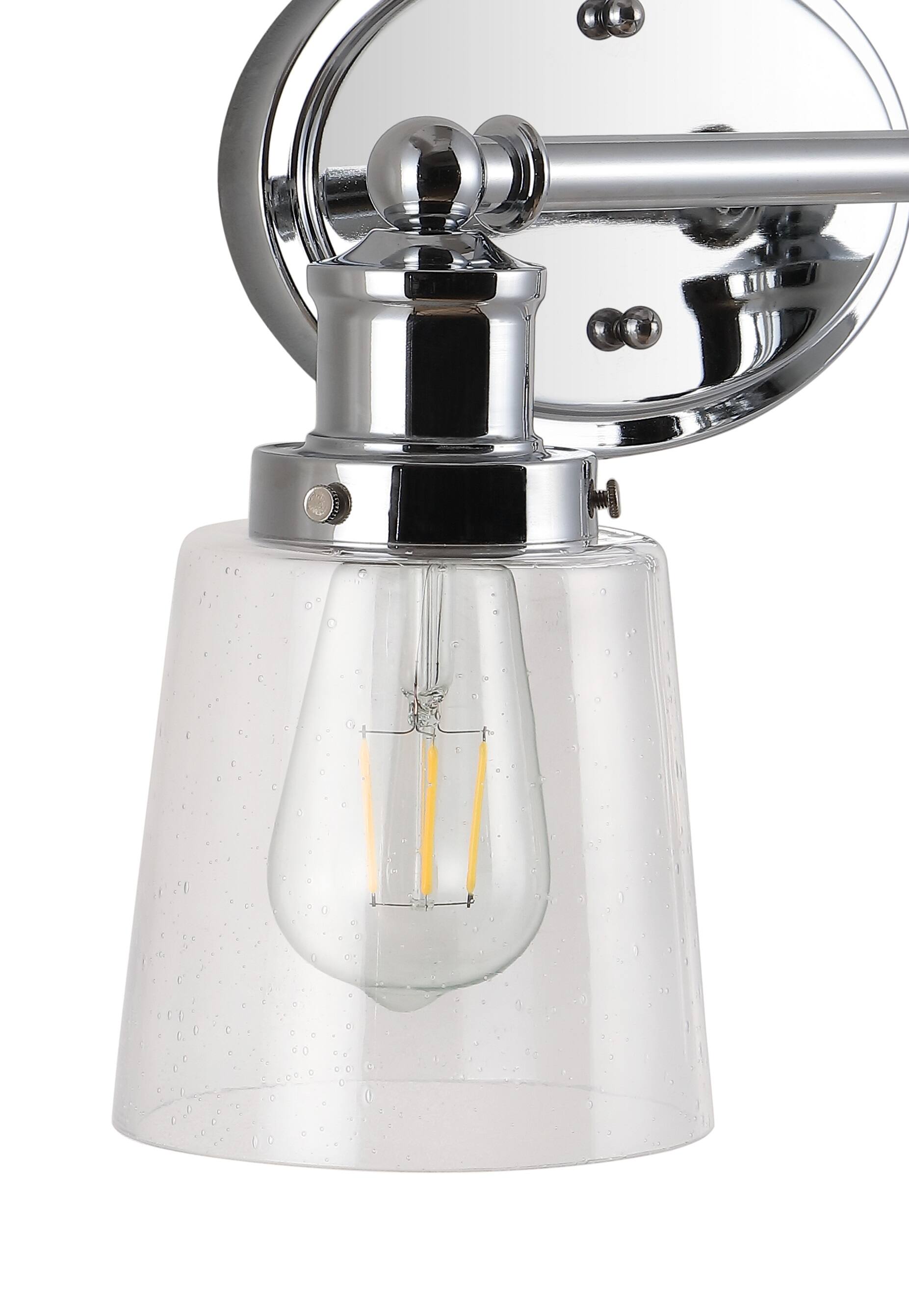 Alt View 4. Jonathan Y - Beverly 15" 2-Light Iron/Seeded Glass Classic Cottage LED Vanity Light, Chrome - Chrome.
