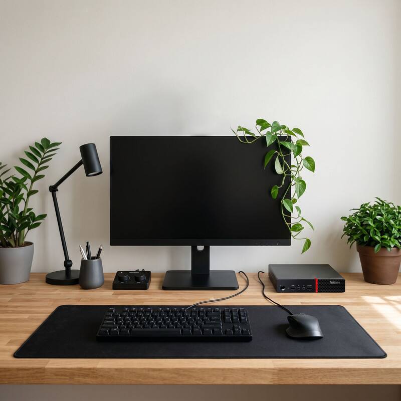 Alt View 1. Lenovo - ThinkCentre Business Micro Computer PC M715q | AMD Ryzen 5Pro 2400GE | 8GB DRR4 Ram | 256GB SSD | Wi-Fi | KB & M |Win11 - Black.
