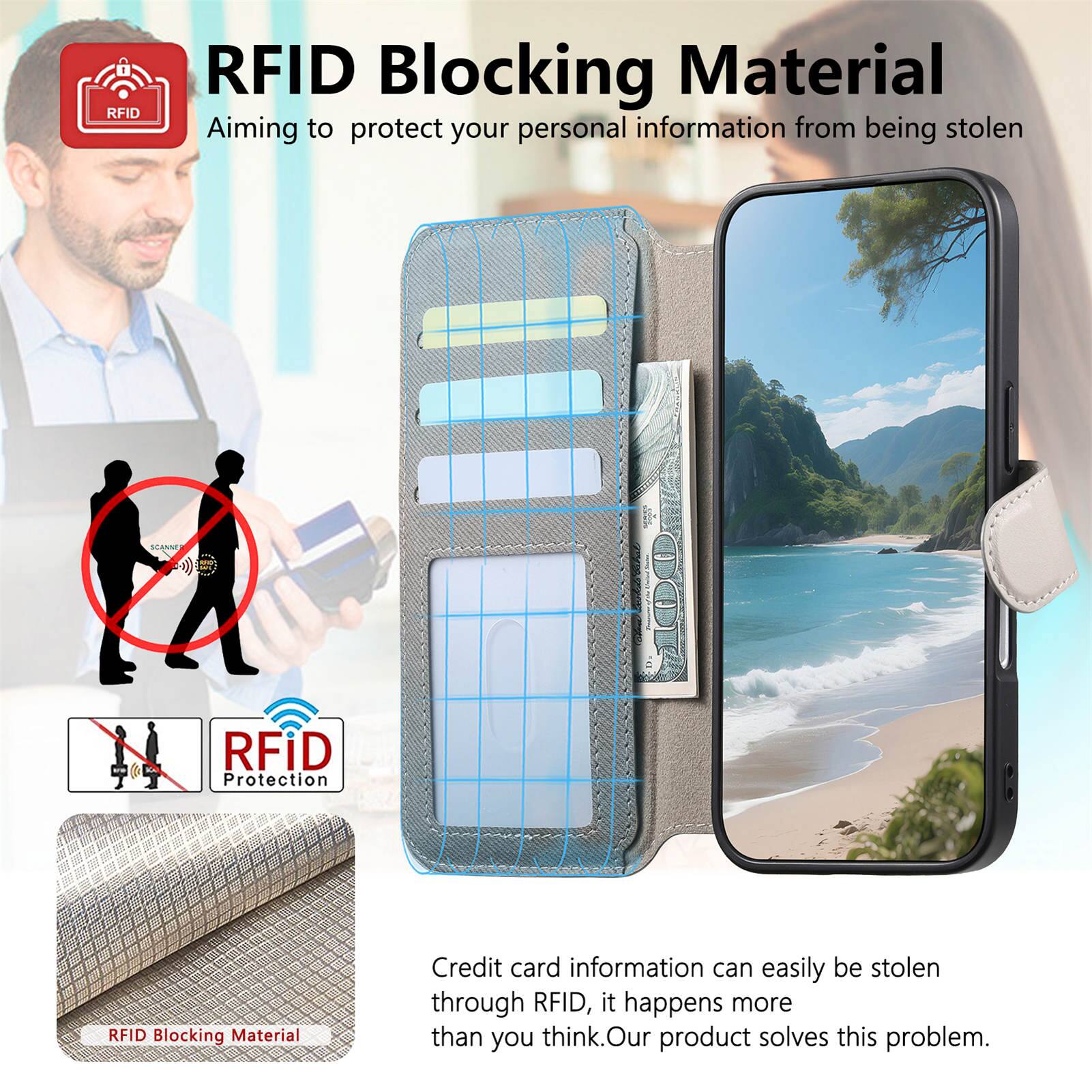RFID Blocking Material  
Aiming to protect your personal information from being stolen  

Credit card information can easily be stolen through RFID, it happens more than you think. Our product solves this problem.