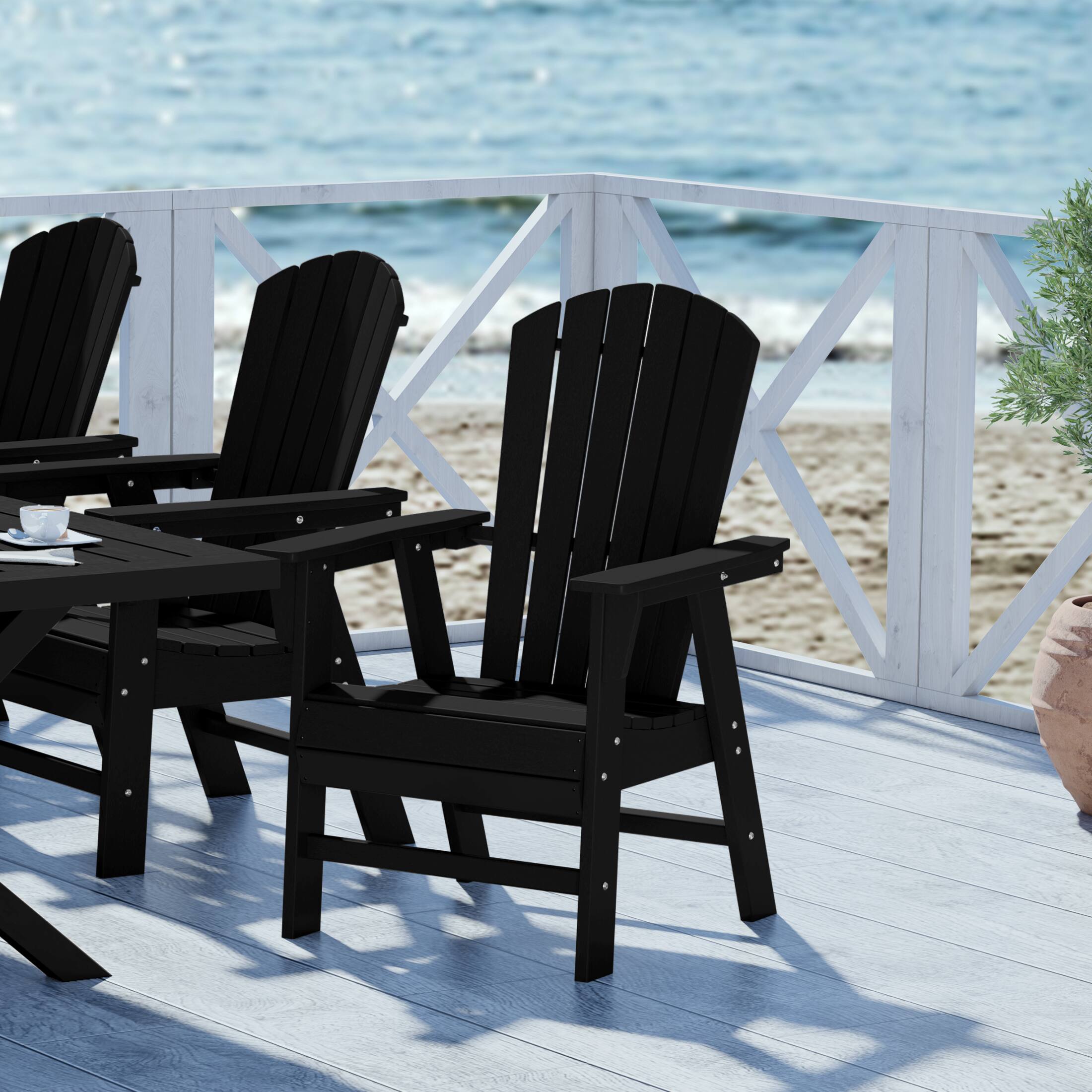 Angle. WestinTrends - WestinTrends Dylan Outdoor Patio Shell-back Adirondack Dining Chair Weather Resistant - Black.