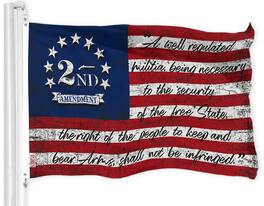 G128 - 2nd Amendment American Flag - 3x5 ft 150D Polyester, Dye-Sublimated Print, Brass Grommets - Assorted Colors