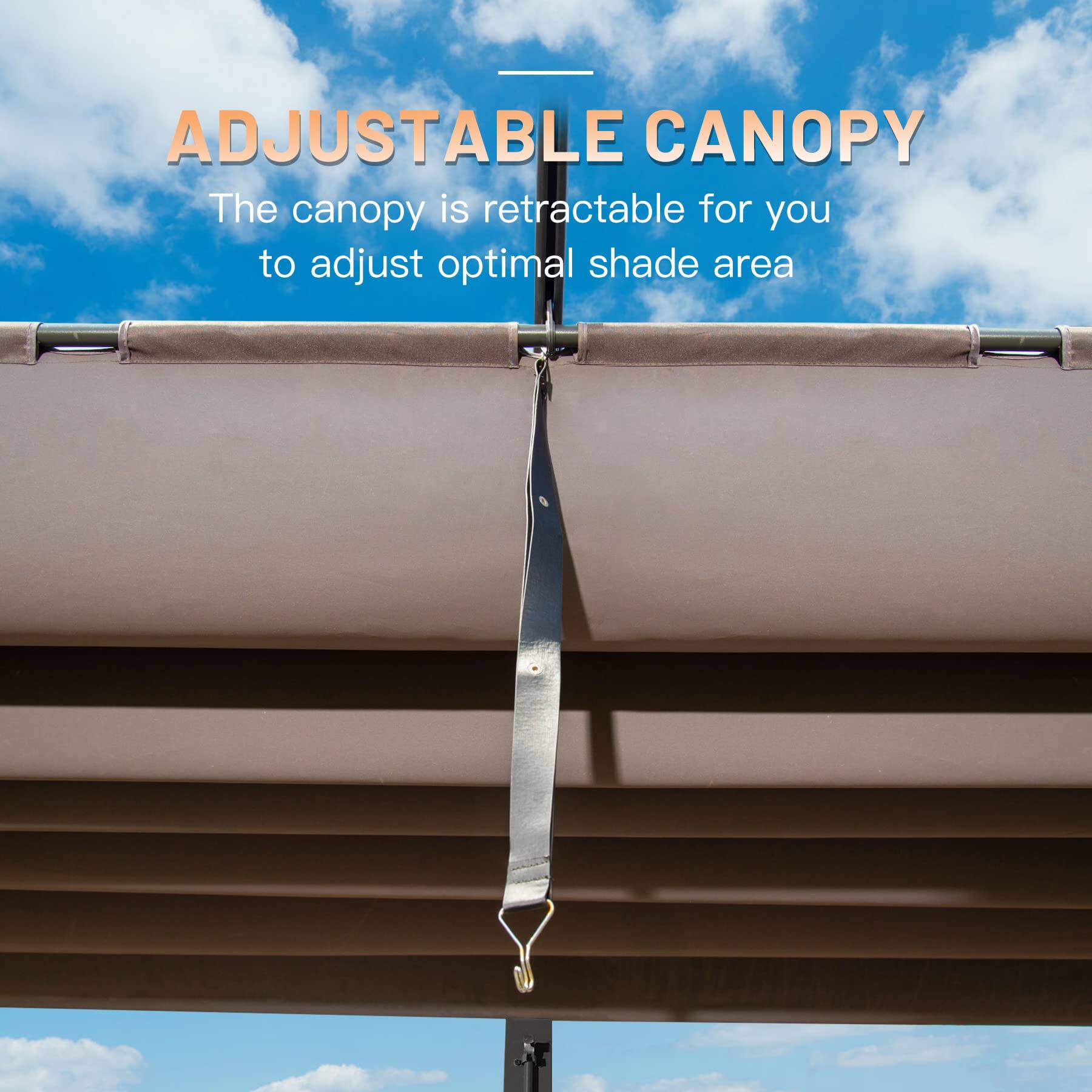- ADJUSTABLE CANOPY  
The canopy is retractable for you to adjust optimal shade area