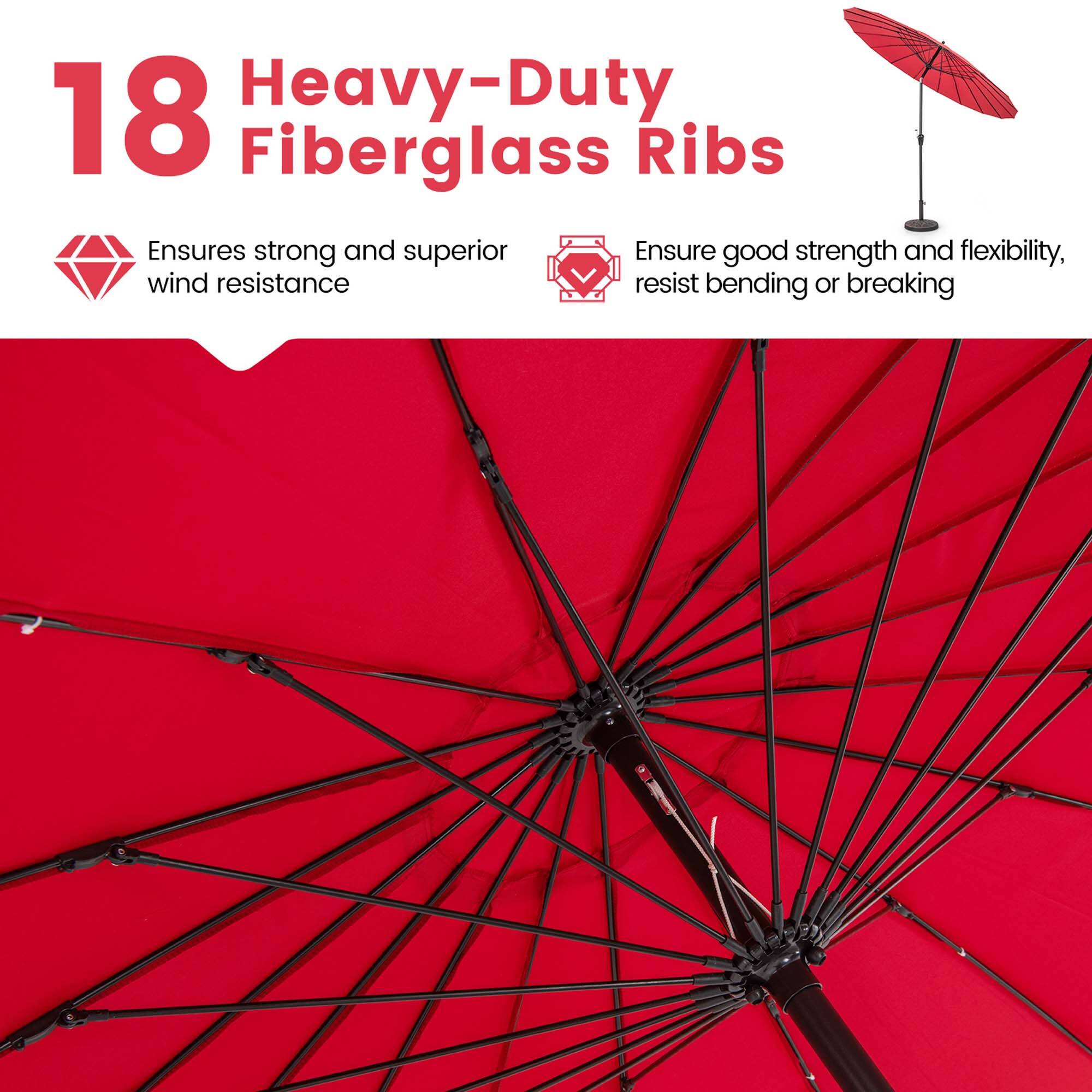 18 Heavy-Duty Fiberglass Ribs Ensure strong and superior wind resistance, ensuring good strength and flexibility.