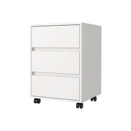 HTUTWOO - Three Drawers Filing Cabinet - Roller Blade Glide Mobile Pedestal, Rolling File Cabinet with Wheels, Under Desk Storage - White