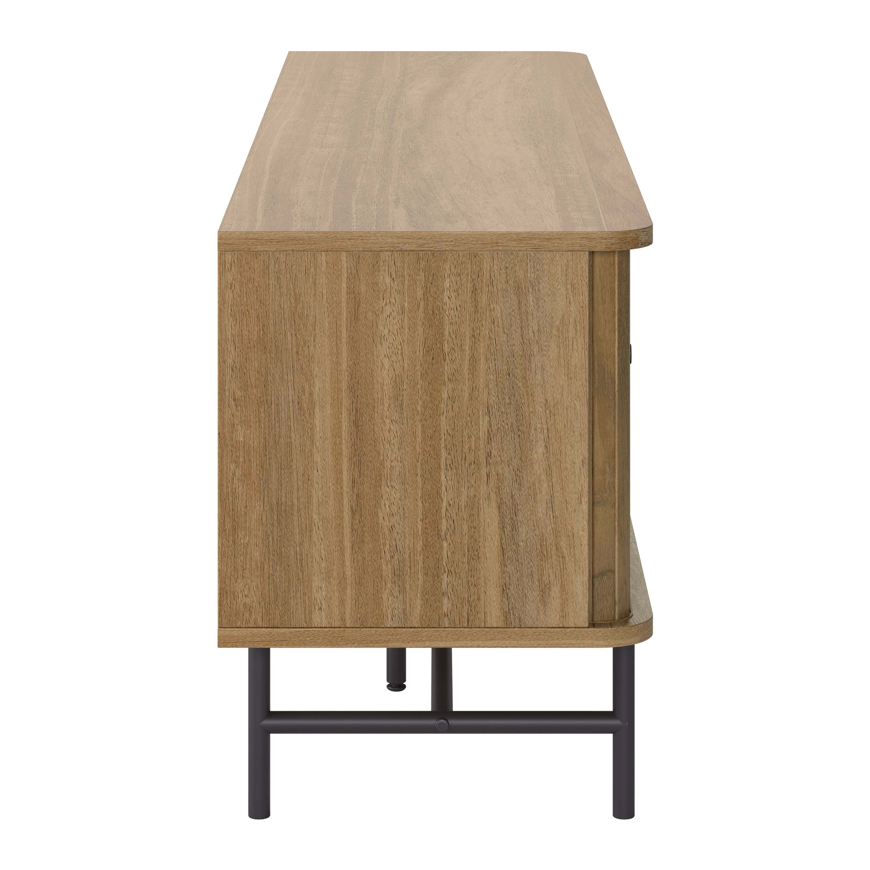 Left. CorLiving - Hikari Collection Media Console TV Stand with Cabinets for Most TV's up to 75" - Light Wood.