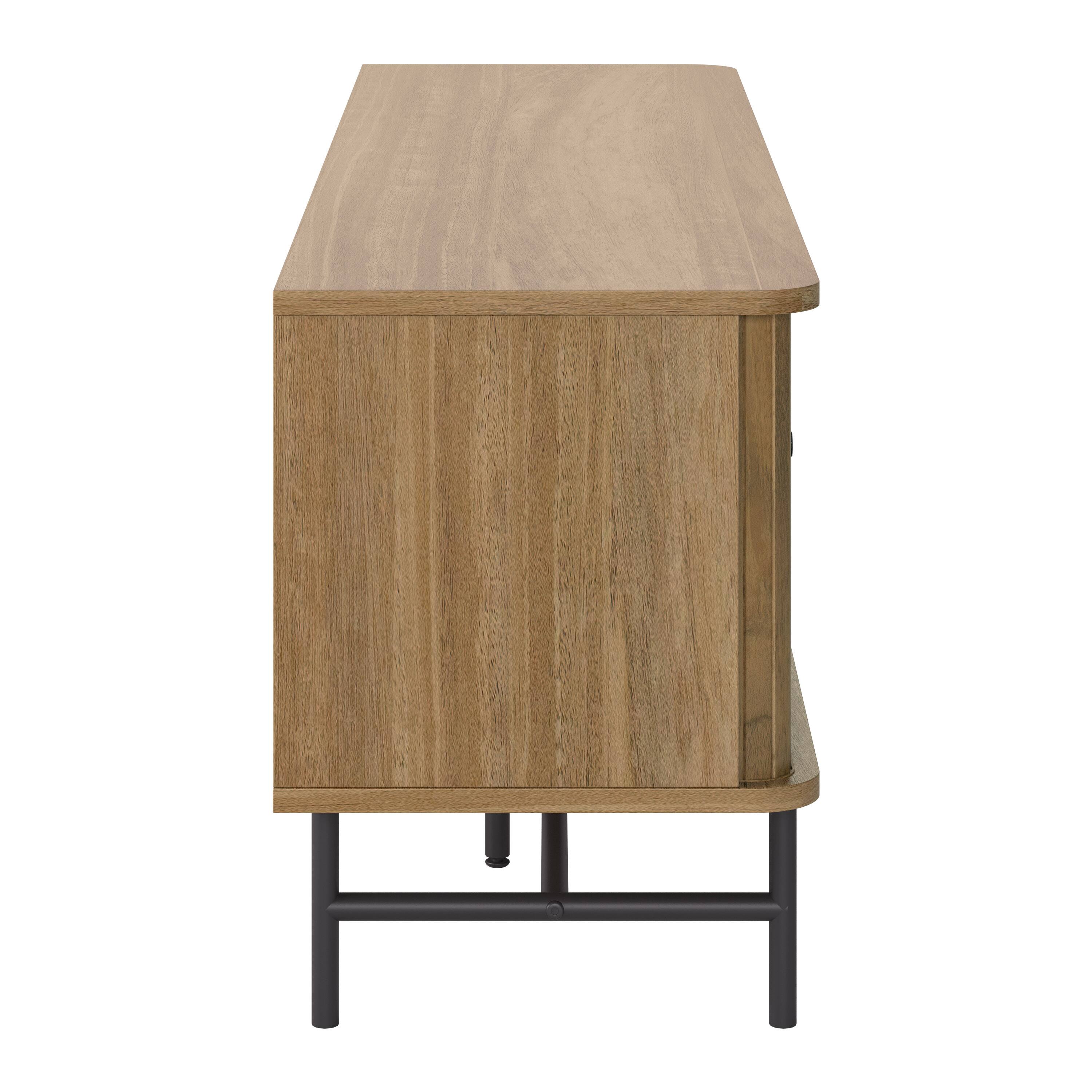 Left. CorLiving - Hikari Collection Media Console TV Stand with Cabinets for Most TV's up to 75" - Light Wood.