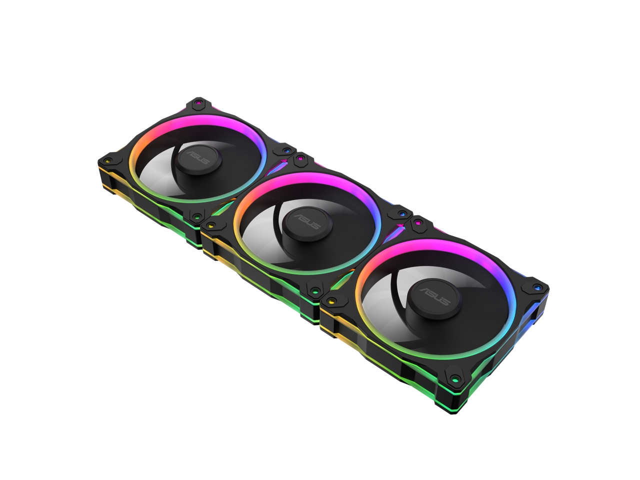 ASUS - Prime MR120 ARGB Fan Triple Pack, 28mm Frame, PWM, 20 ARGB LEDs, Aura Sync - Black