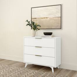 Plank+Beam - Haven 3 Drawer Dresser with Brass Handle - White