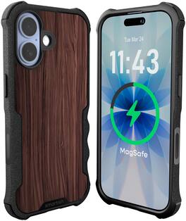 Smartish - iPhone 17 MagSafe Case - Gripzilla - Protective Grip Heavy Duty Cover - Walnut Woods