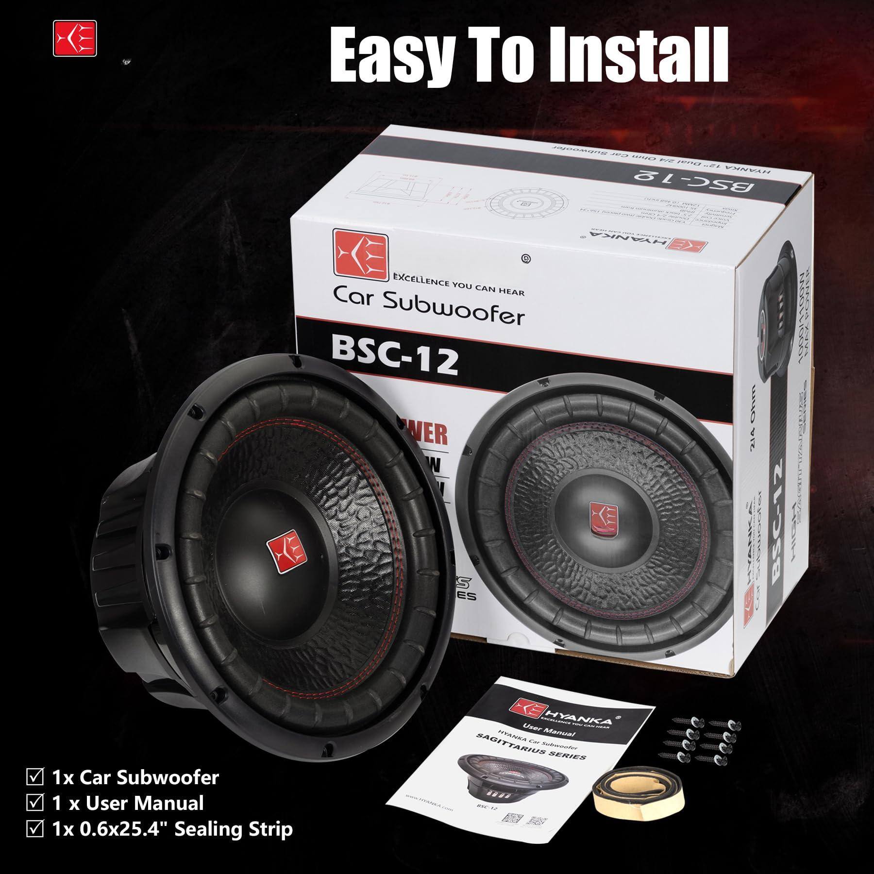 Easy To Install

Car Subwoofer BSC-12

1 x Car Subwoofer  
1 x User Manual  
1 x 0.6x25.4" Sealing Strip