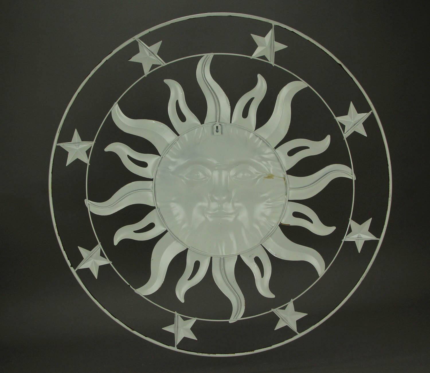Alt View 2. Direct International - 32 Inch Metal Art Sun Stars Indoor Outdoor Wall Hanging Rustic Celestial Decor - Off-white.