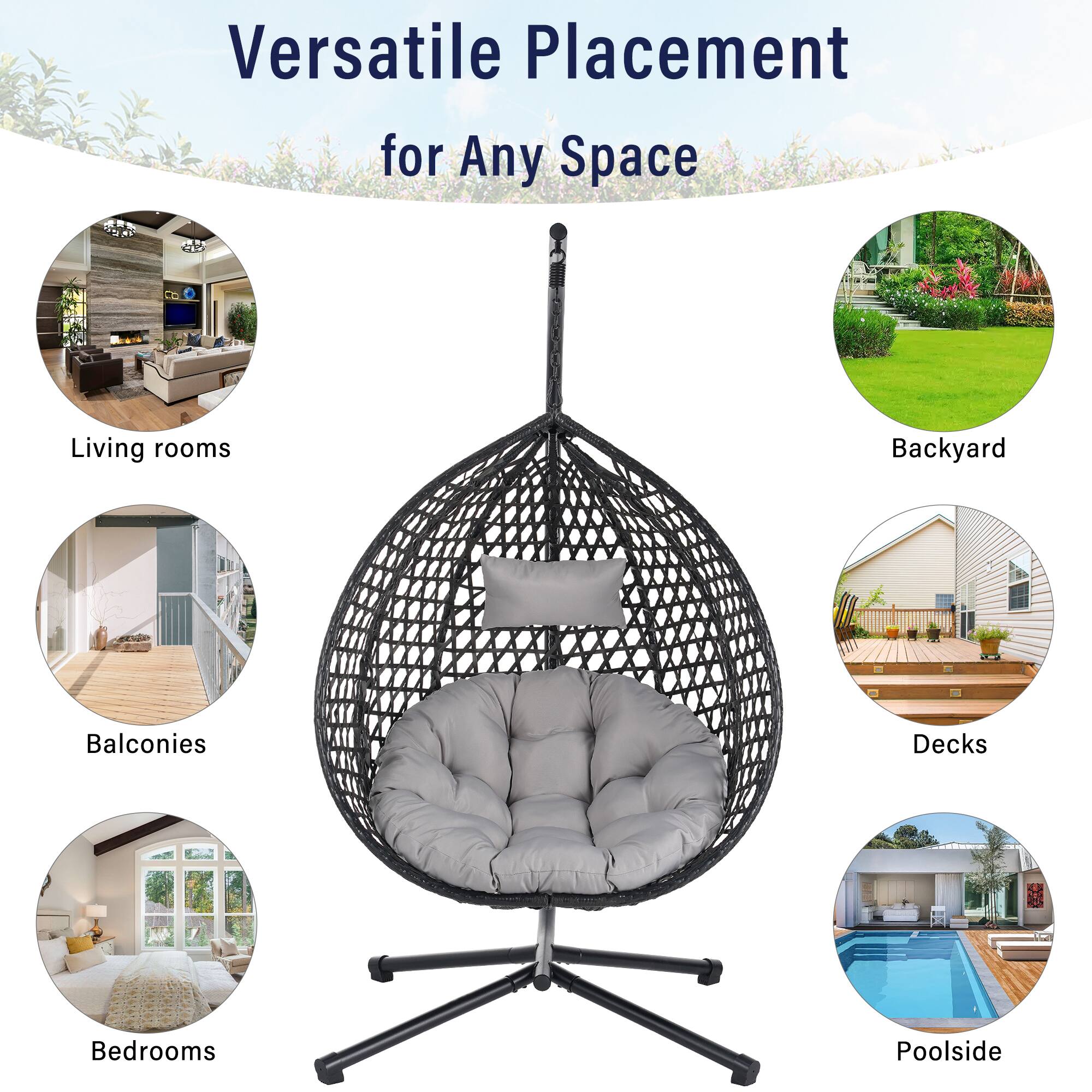 Versatile Placement for Any Space

- Living rooms
- Backyard
- Bedrooms
- Balconies
- Decks
- Poolsides