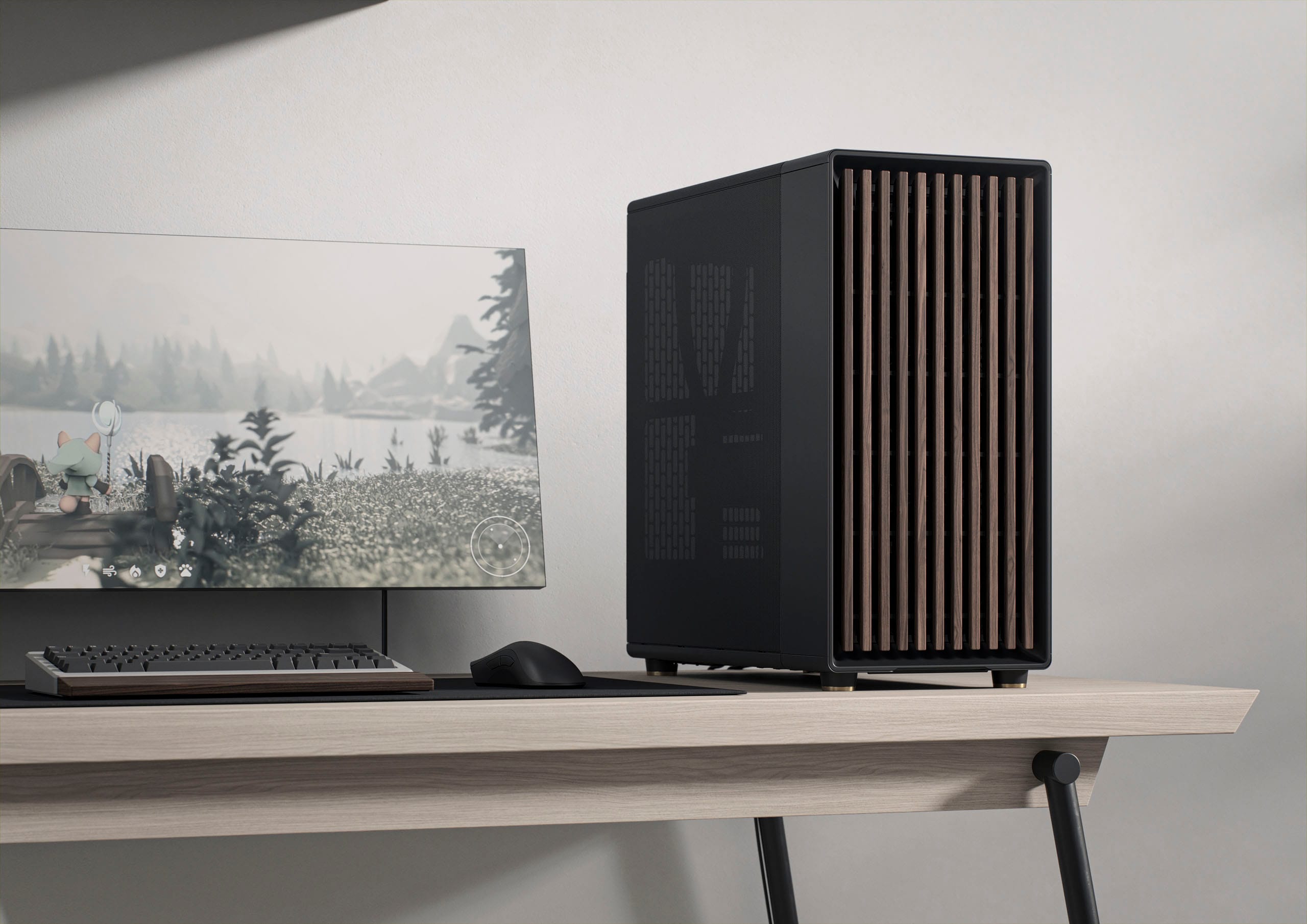 Alt View 31. Fractal Design - North XL Charcoal Black Chassis with Walnut Front and Dark Tinted G Side Panel Mid-Tower PC Case - Black.