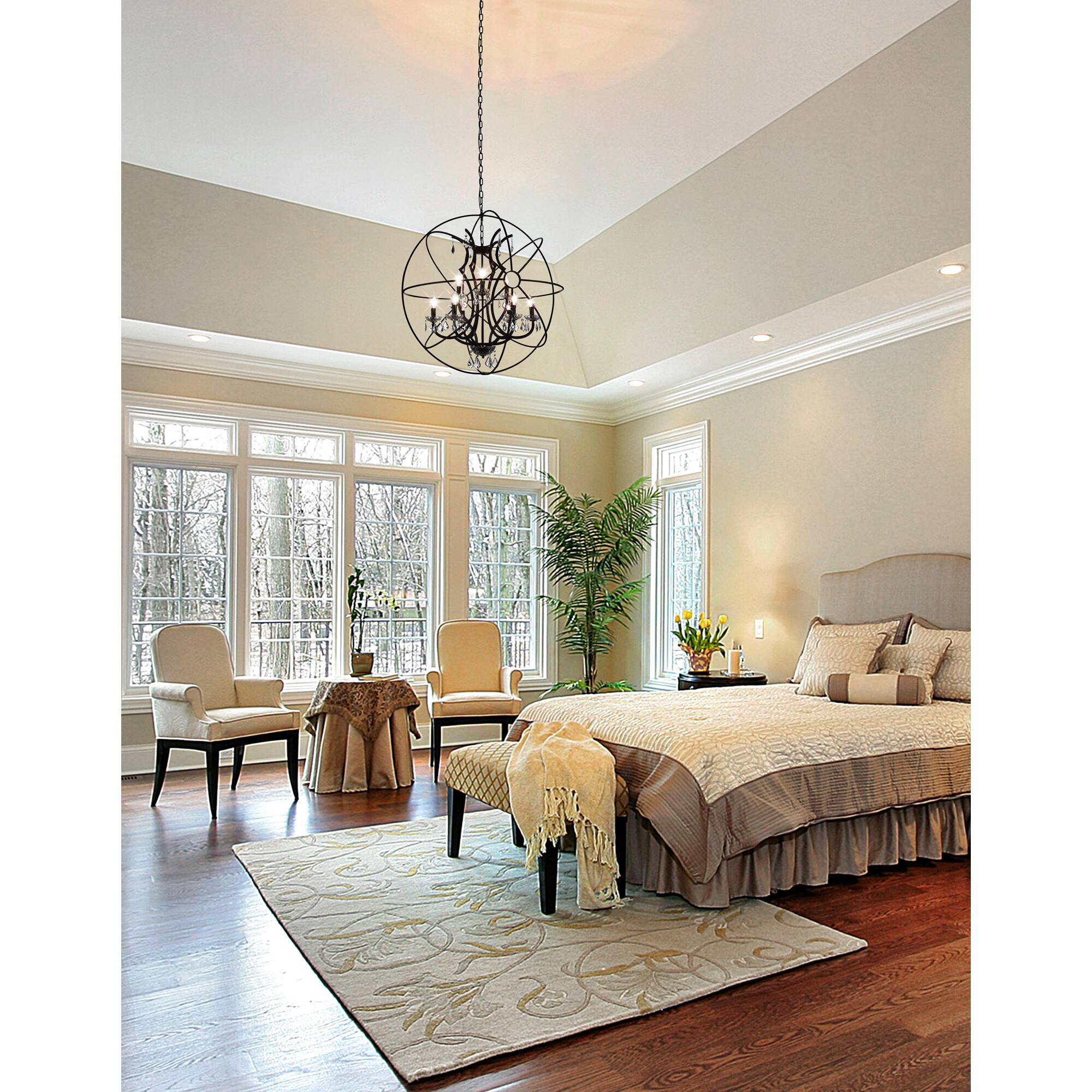 Alt View 5. CWI Lighting - Campechia 9 Light Up Chandelier With Brown Finish - Brown.