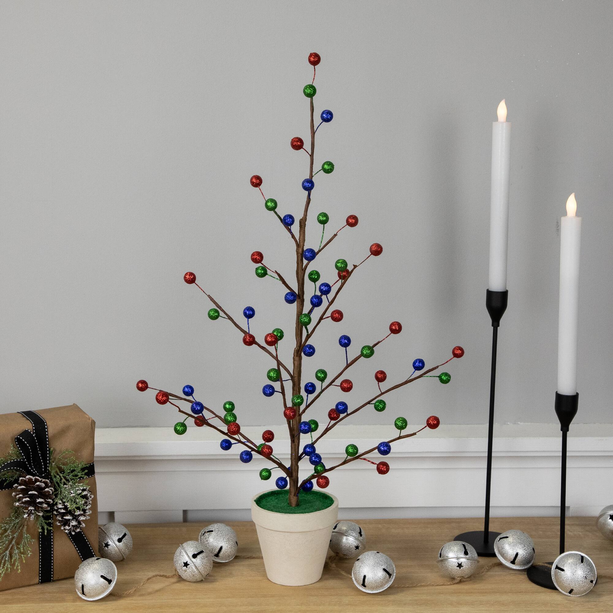 Alt View 1. Northlight - Glittered Ball Ornament Artificial Christmas Tree - Unlit - 24" - Multi.