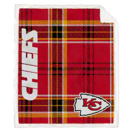 Pegasus - Kansas City Chiefs 50" x 60" Playmaker Plaid Ultra Cozy Sherpa Throw - Multicolor