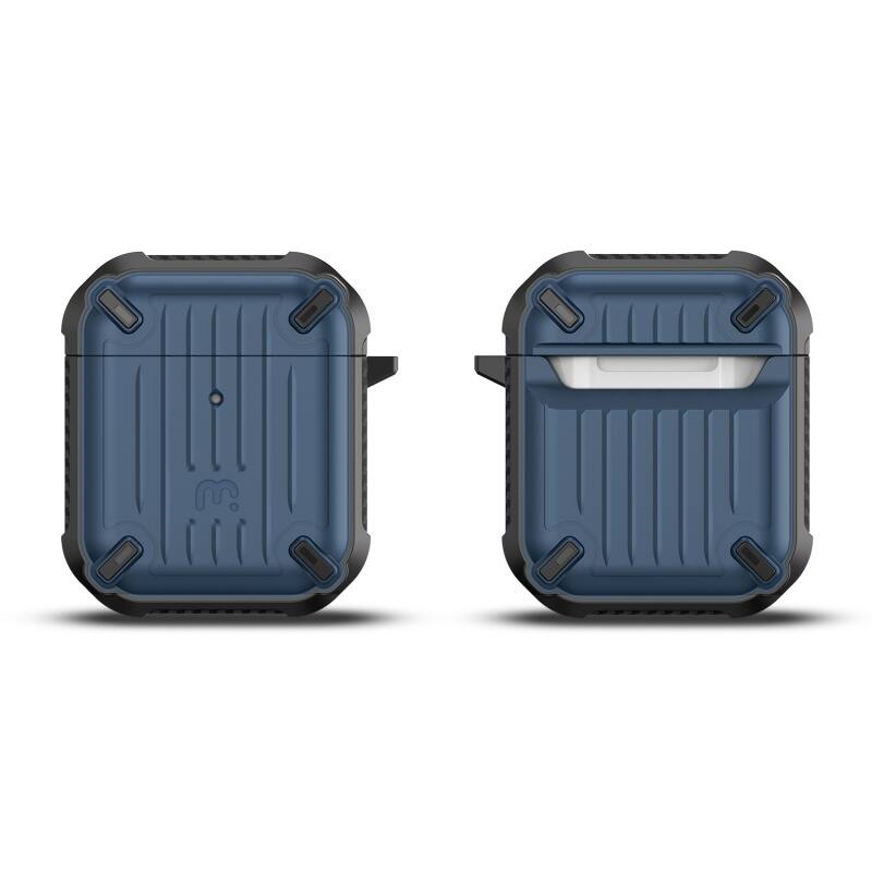 Back. Mybat Pro - MyBat Pro Armor Series Case for Apple AirPods with Wireless Charging Case - Black / Blue - Blue.