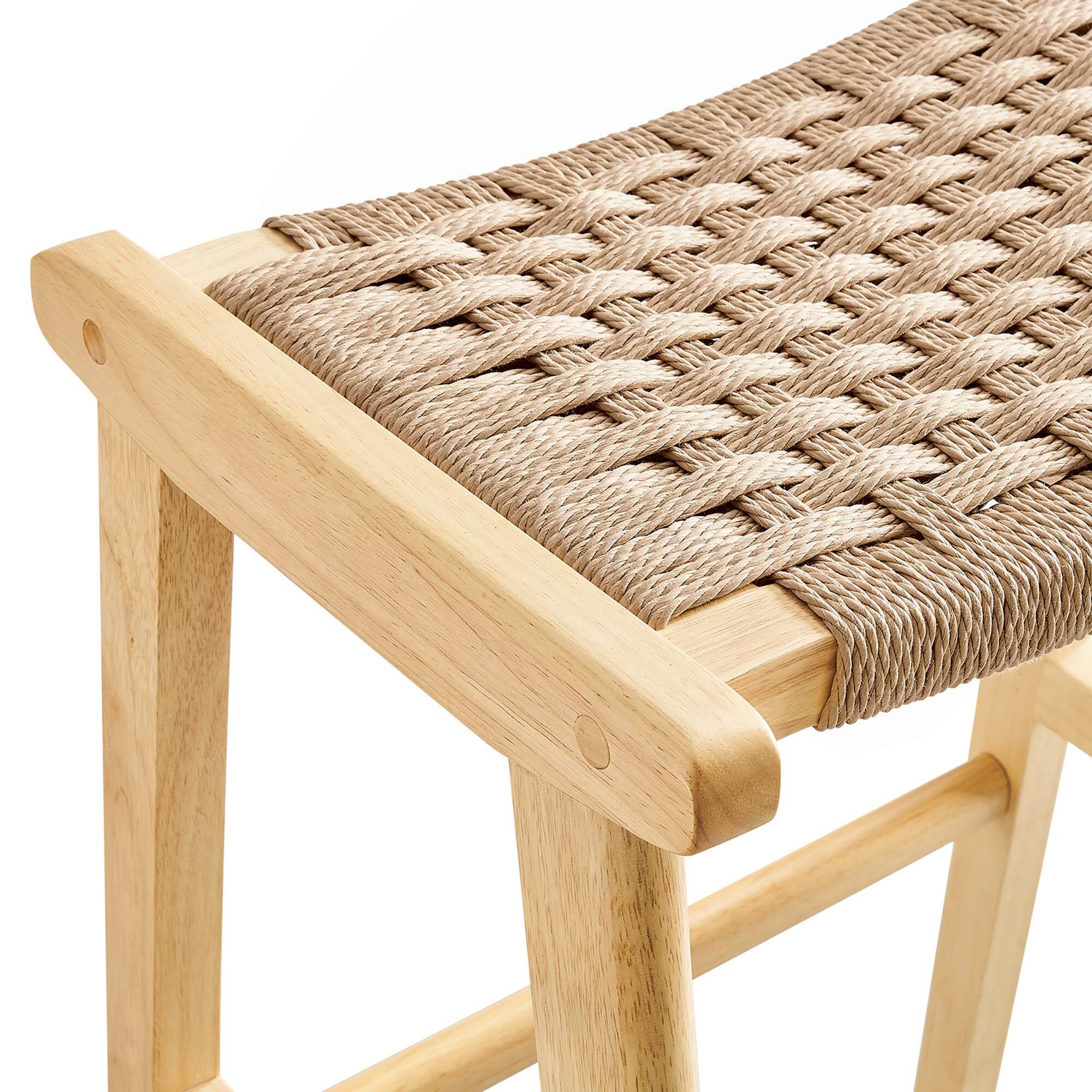 Alt View 6. Modway - Saoirse Woven Rope Wood Bar Stool Set of 2 by Modway - Natural Natural.