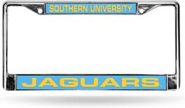 Rico Industries - Southern University Jaguars Chrome Metal Laser Cut License Plate Frame - Multi