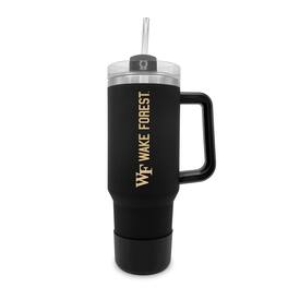 The Fanatic Group - Wake Forest Demon Deacons 40oz. Stainless Tumbler with Handle & Removable Straw - Black