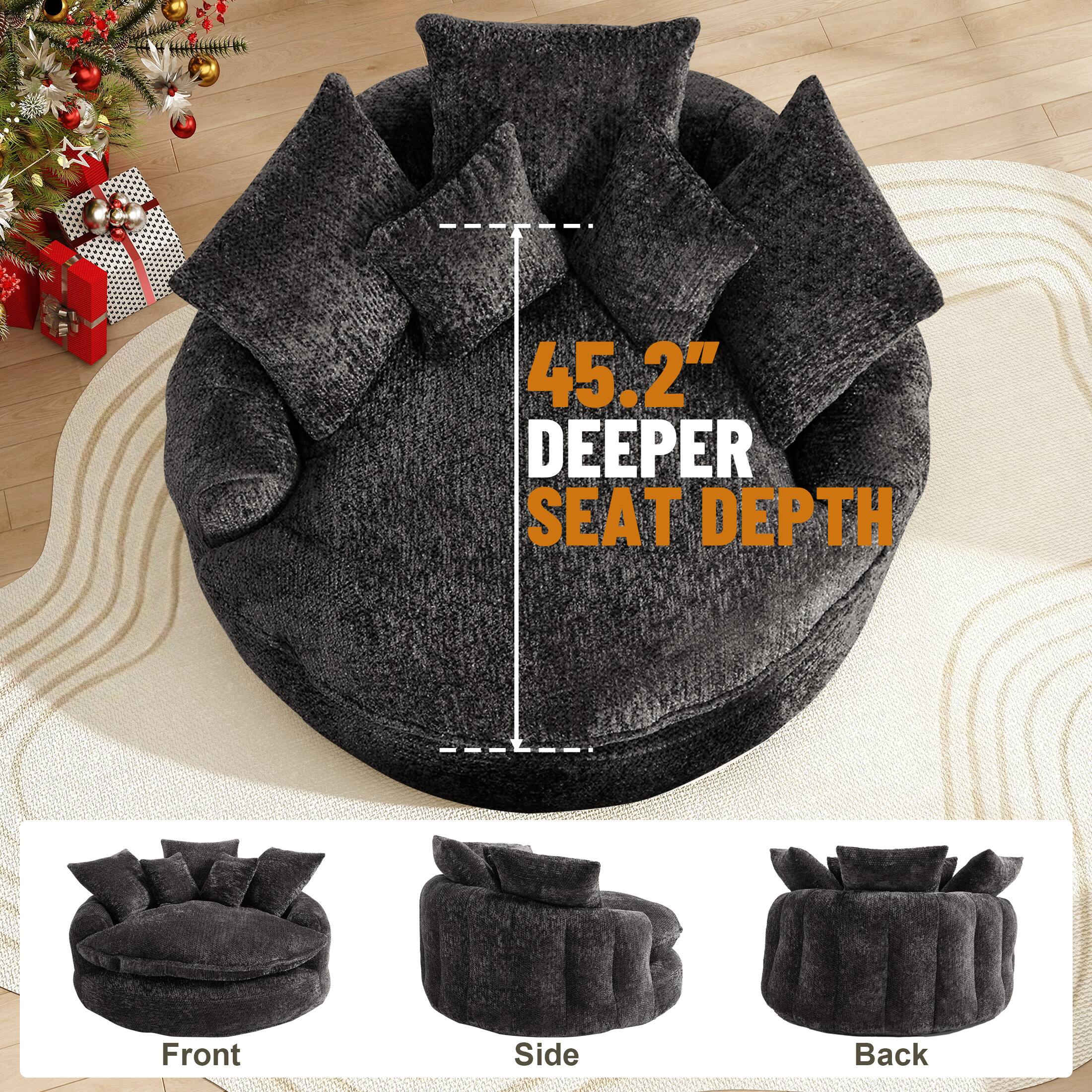 45.2" DEEPER SEAT DEPTH

Front Side Back