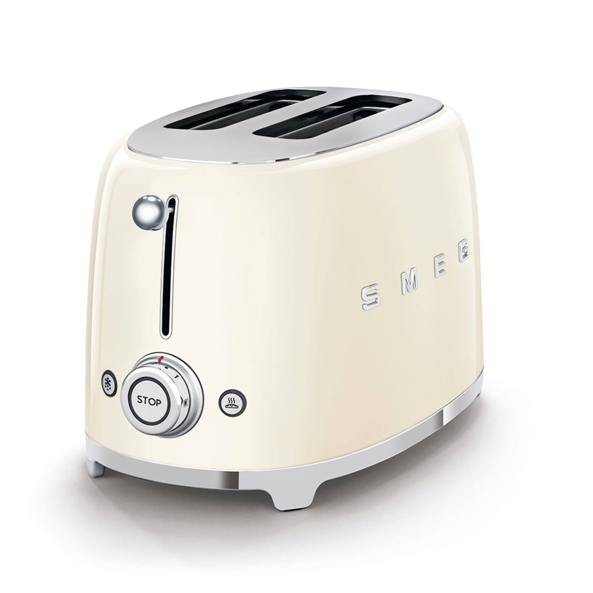 Left. SMEG - SMEG TSF01 2-Slice Wide-Slot Toaster - Cream.