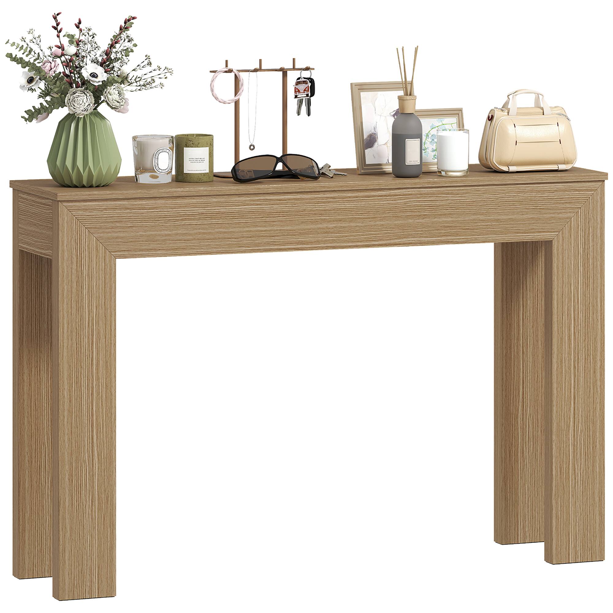 Homcom - Console Table, 47" Narrow Entryway Table - Natural Wood