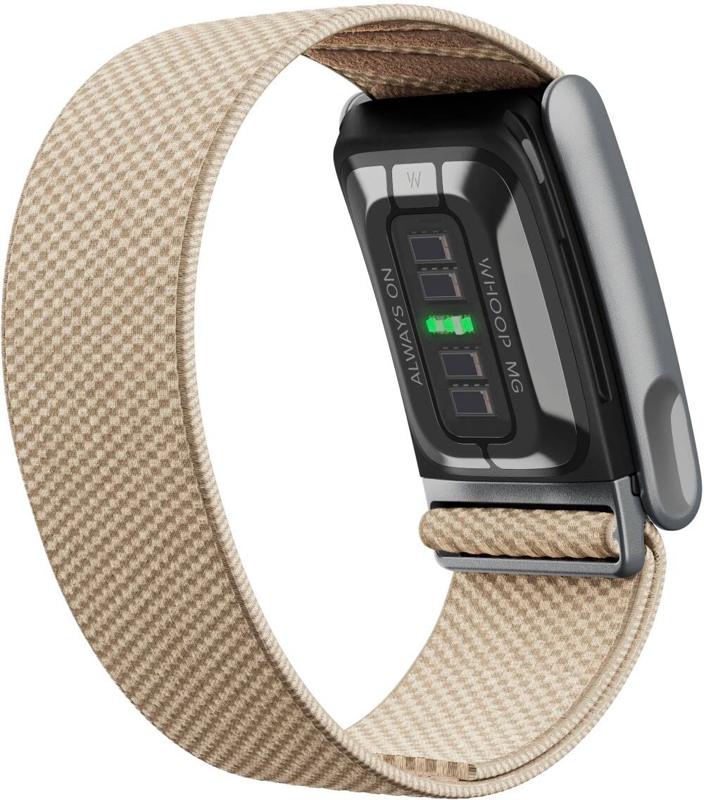 The text on the image reads "Always On WHOOP MG."