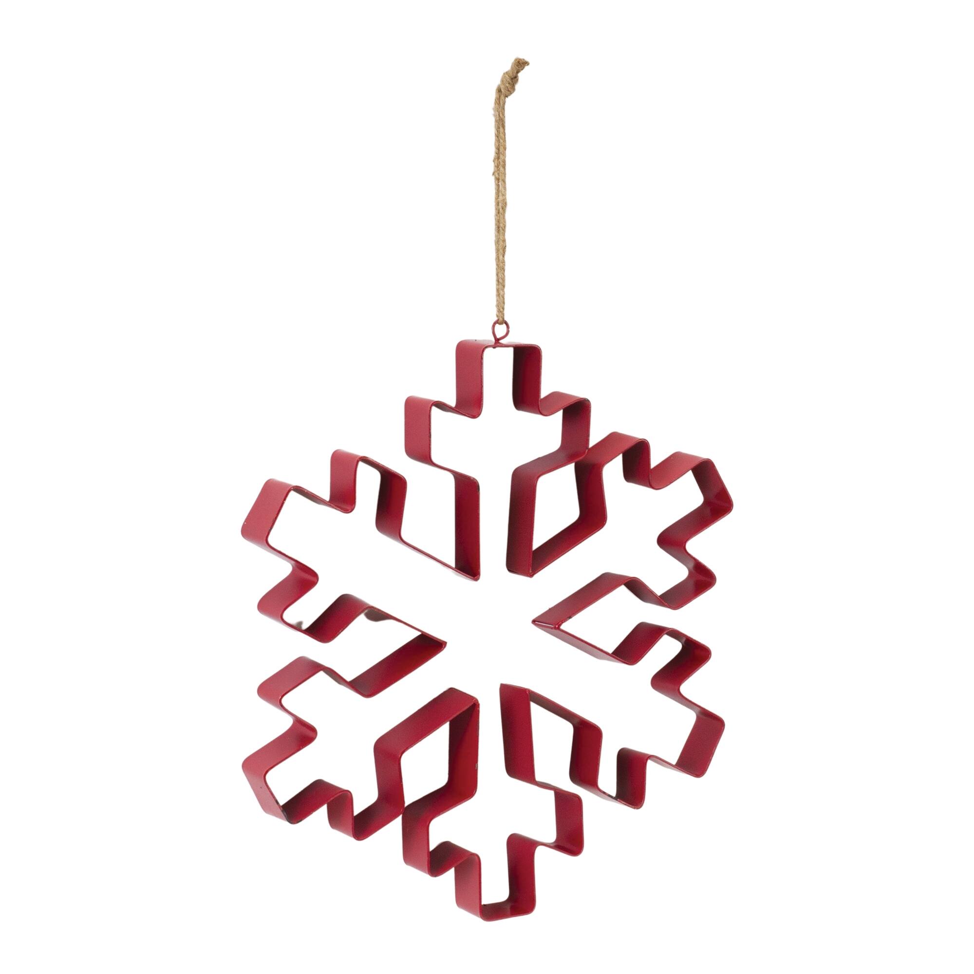 Left. BreeBe - Snowflake Cookie Cutter Ornament (Set of 4) - Red.