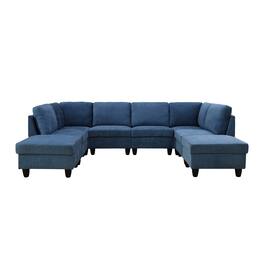Boyel Living - 8 Piece Modular Corduroy Sofa Set Movable DIY Sectional - Denim Blue