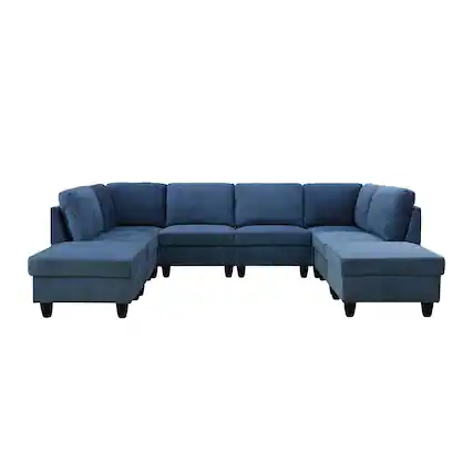 Front. Boyel Living - 8 Piece Modular Corduroy Sofa Set Movable DIY Sectional - Denim Blue.