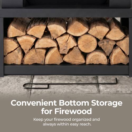 Convenient Bottom Storage for Firewood  
Keep your firewood organized and always within easy reach.