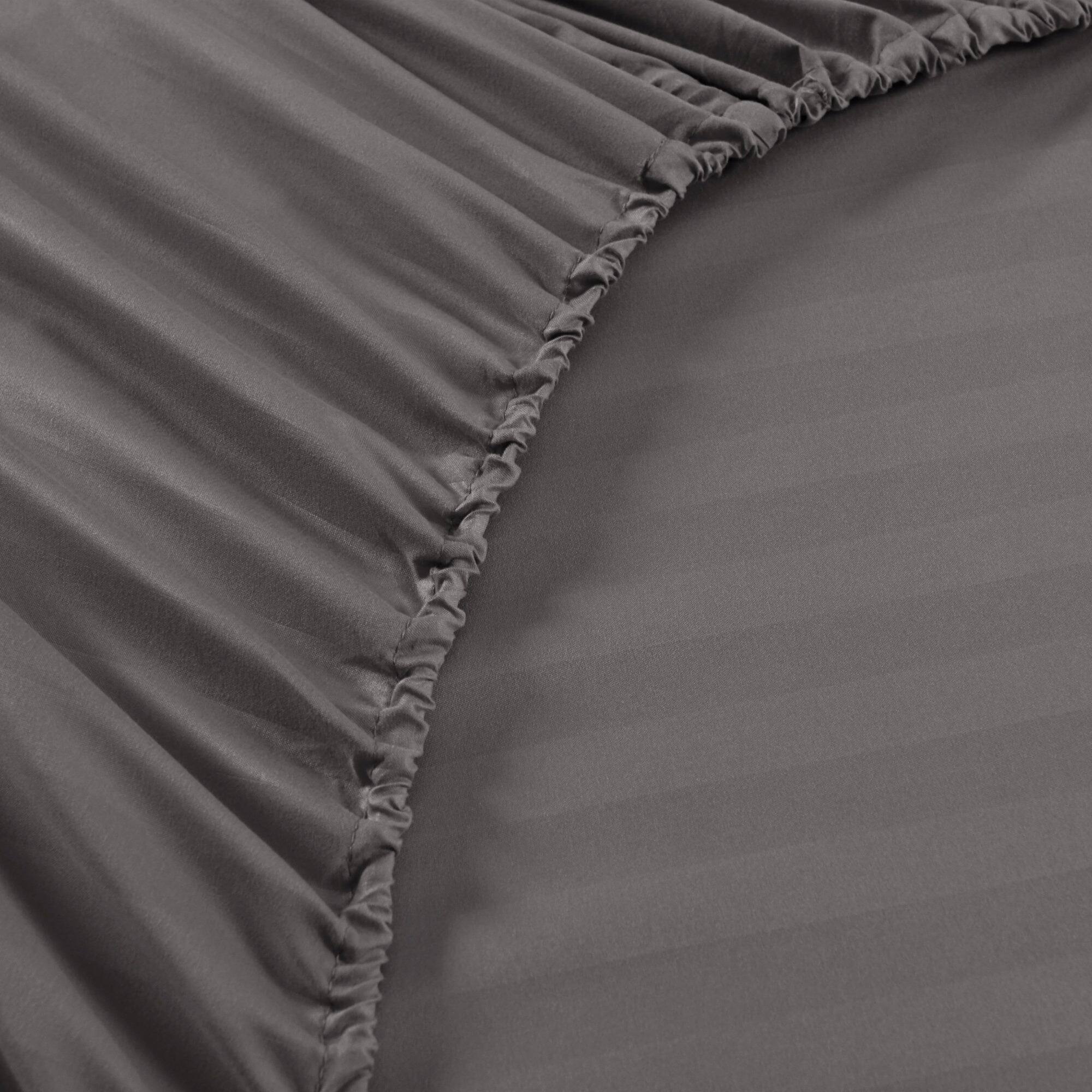 Back. MarCielo - Marcielo 4-Pieces Soft Striped Bed Sheets with 18 inches Deep Pocket - Dark Grey.