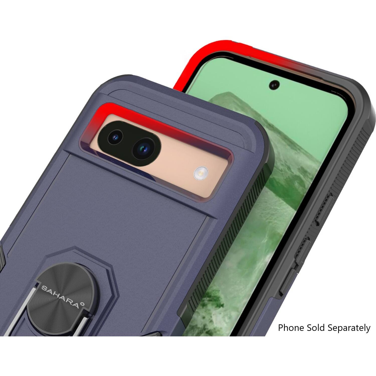 The image features a phone case with a red and grey color scheme. The case is designed to hold a smartphone, which is not included in the image. The case is made by the brand Sahara, and it is sold separately from the phone. The case is designed to provide protection and durability for the phone, ensuring that it remains in good condition.