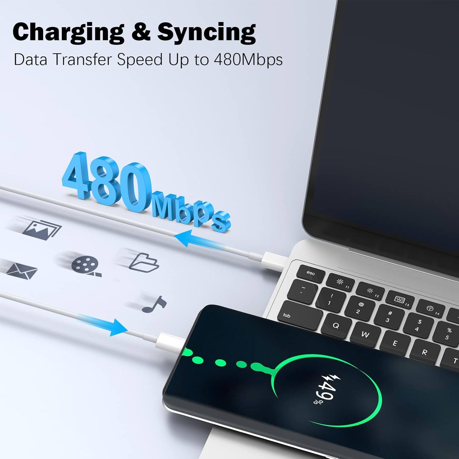 Charging & Syncing  
Data Transfer Speed Up to 480Mbps