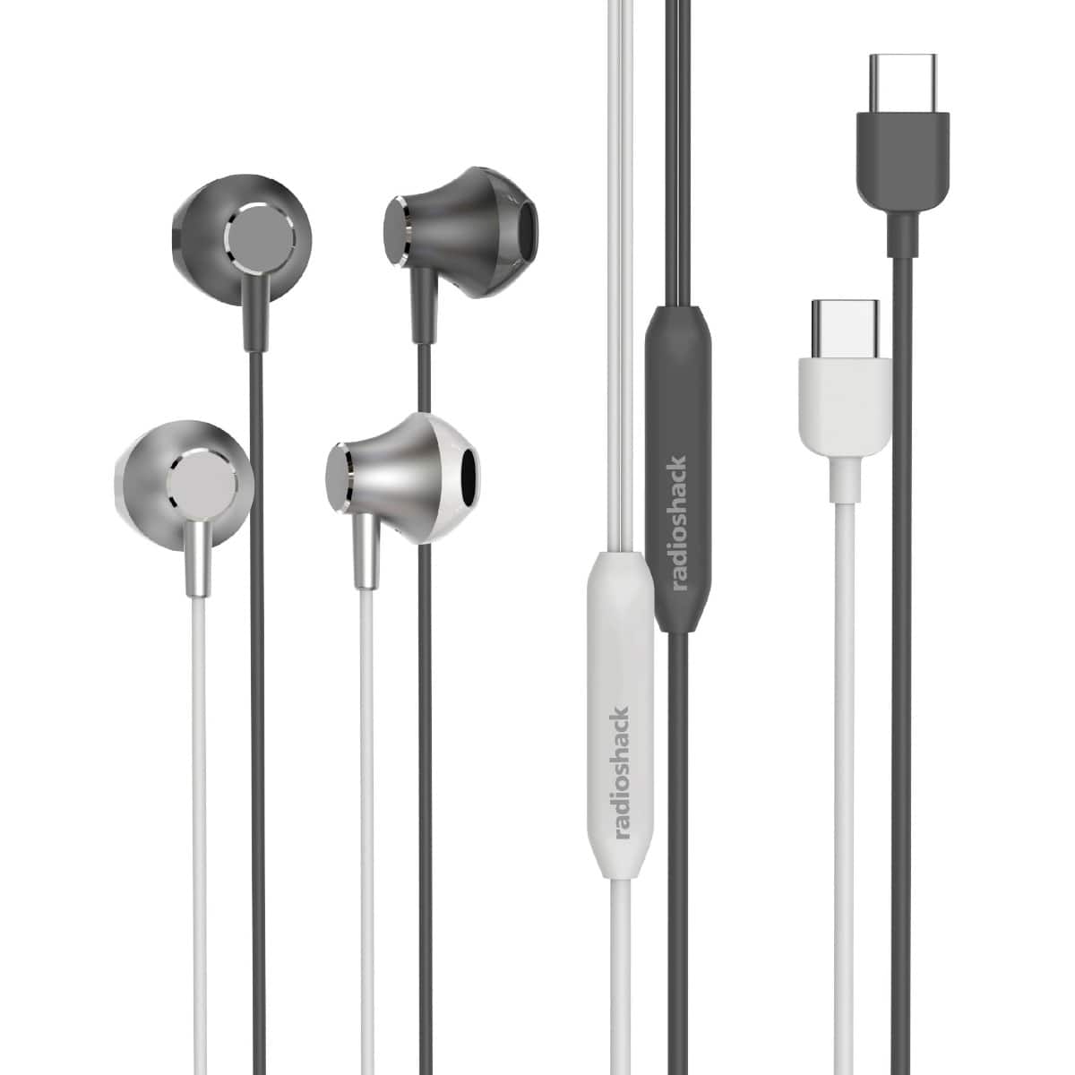 RadioShack - 2 Pack In-Ear Earphones with Type-C Inputs