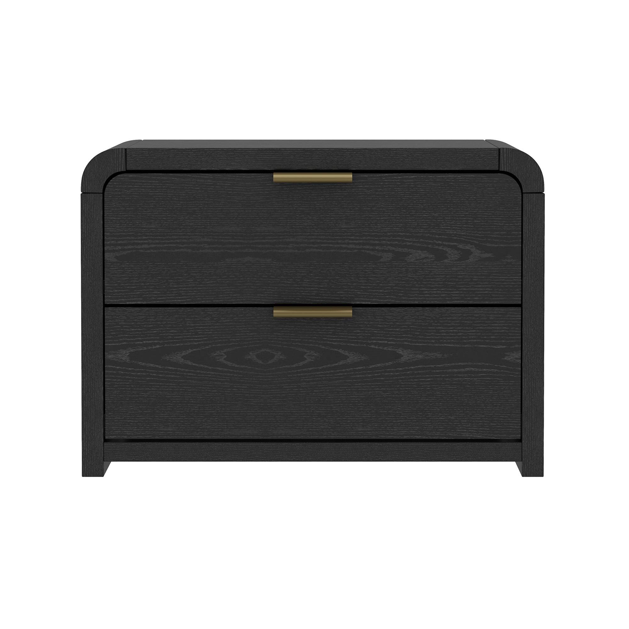 Manhattan Comfort - Grace Modern 28" Nightstand - Black/Gold