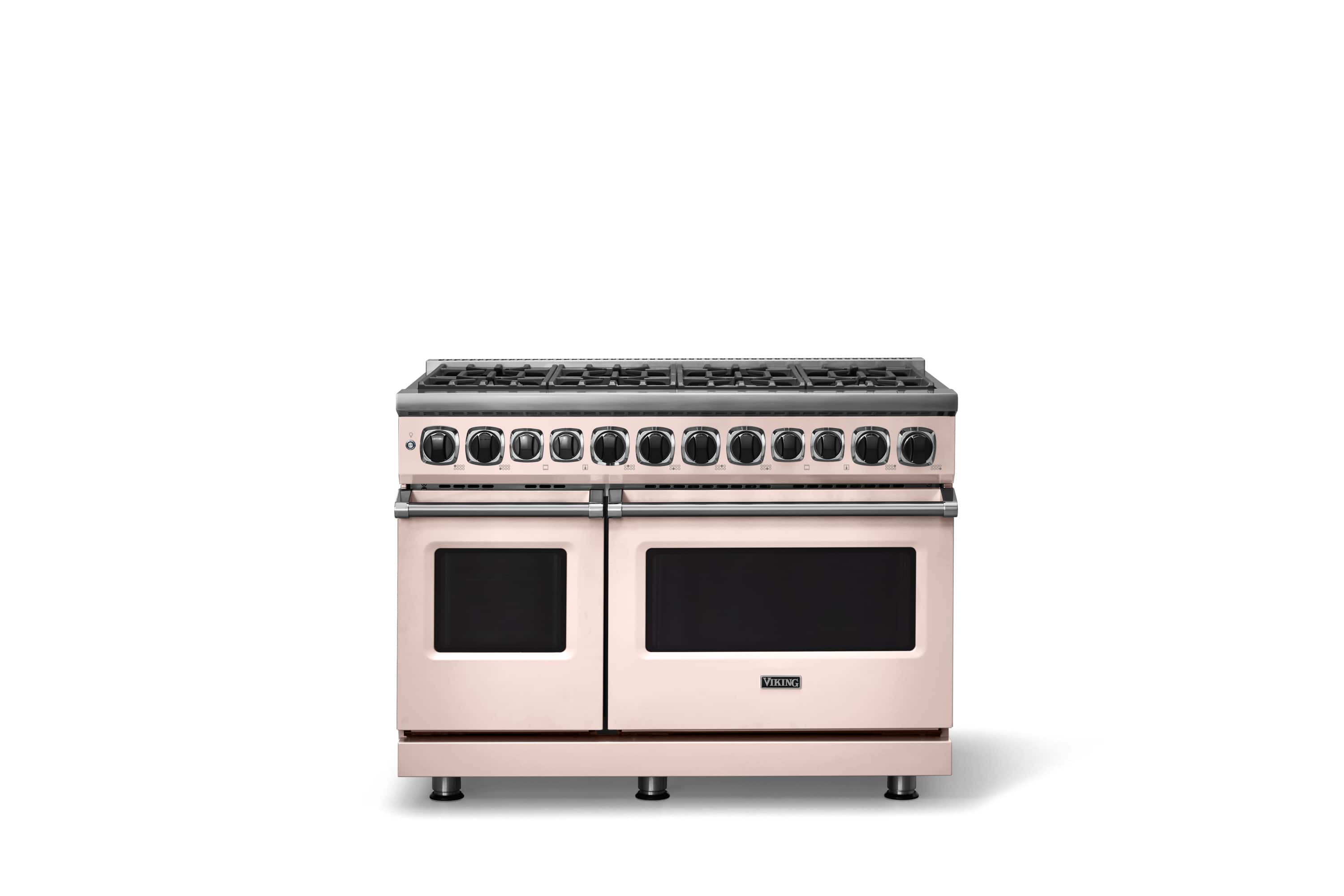Front. Viking - 48 in. Wide 8 Burner Dual Fuel Sealed Burner Range - Blush.