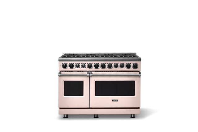 Front. Viking - 48 in. Wide 8 Burner Dual Fuel Sealed Burner Range - Blush.